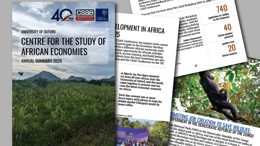 Pages from the CSAE Annual Summary 2026 booklet on a grey background