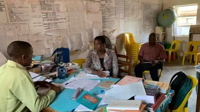 Photograph of follow up visit to a primary school in Malawi as part of the school leadership project