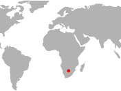 World map with red dot on Botswana