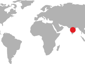 World map pointing to India