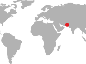World map pointing to Pakistan