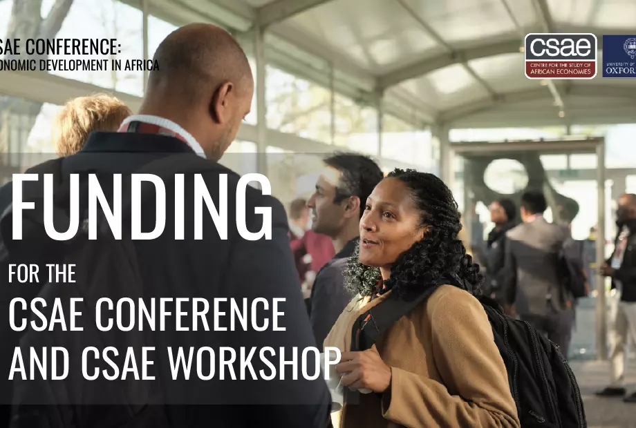 Graphic for funding video includes photograph of previous funded conference participants socialising