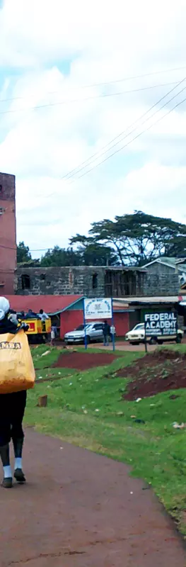 Person carrying chewing gum in a bag to sell in Kenya