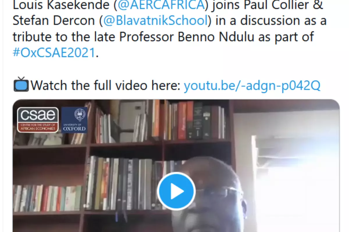Twitter image of Louis Kasekende video
