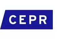 CEPR logo with letter over blue shape