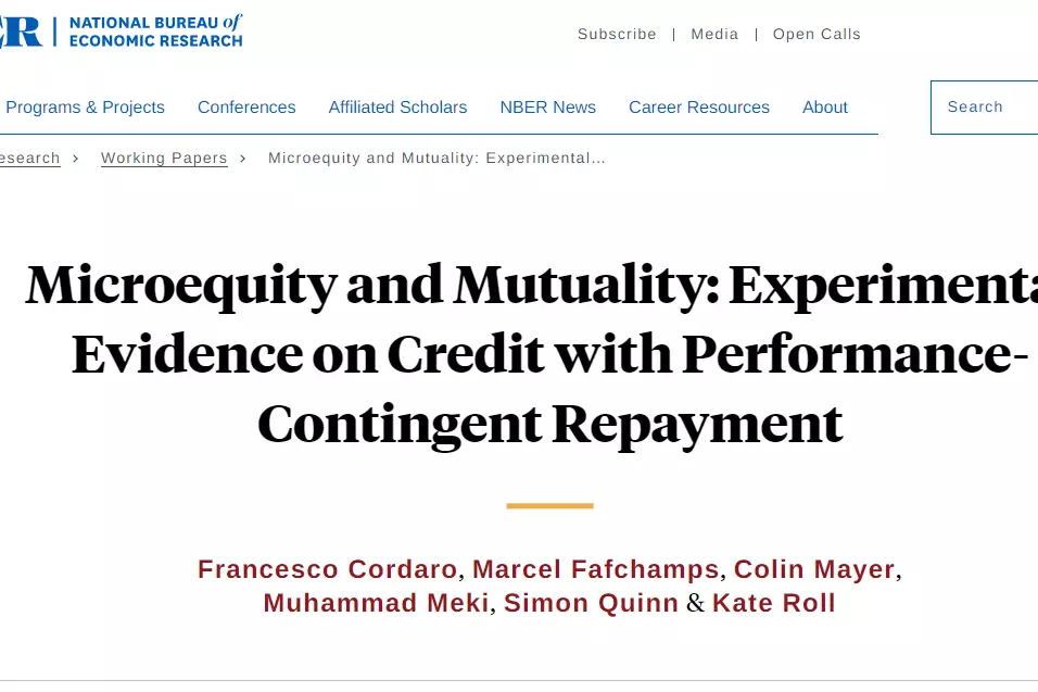 Screenshot from NBER working paper website