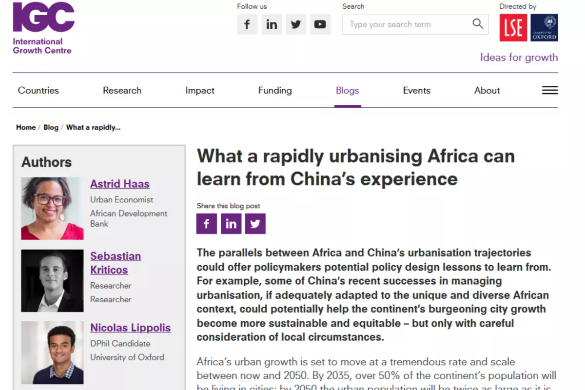 Screenshot of What a rapidly urbanising Africa can learn from China's experience blog