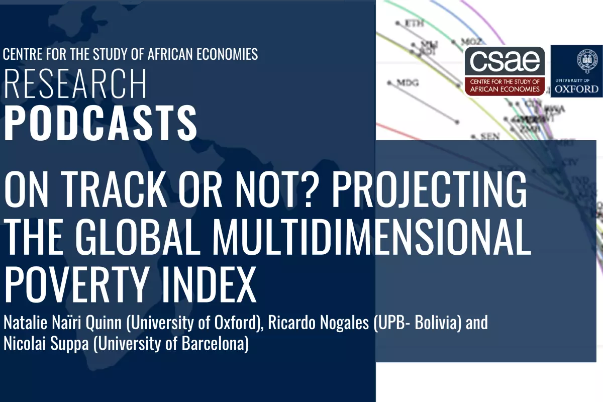 On track or not? CSAE Research Podcast graphic