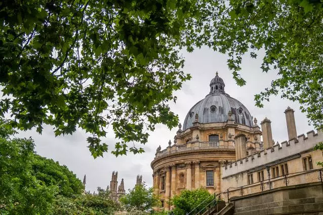 Radcliffe camera through leafy trees