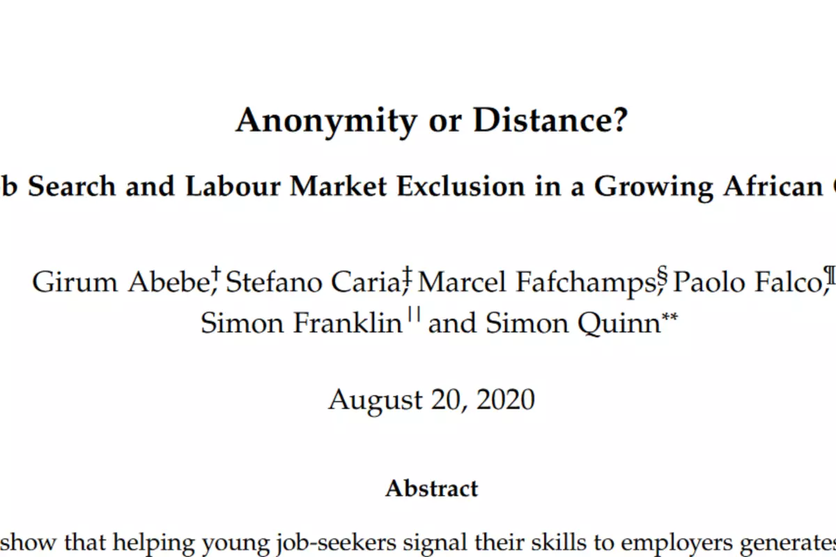Review of Economic Studies - Anonymity or Distance? Paper screenshot