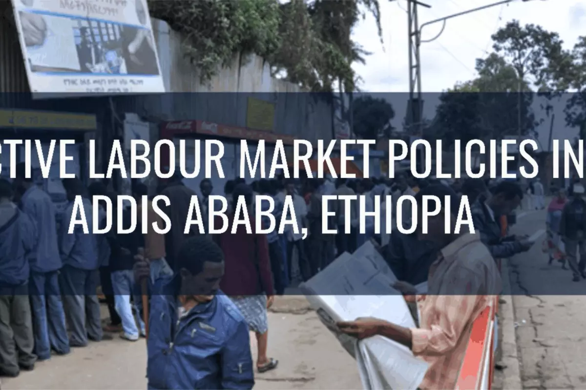 Long line of people browsing the job listings exhibited in Addis Ababa, Ethiopia