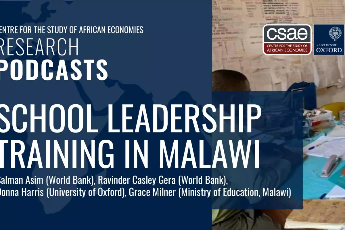 podcasts graphic with photograph of follow up visit to school leadership in Malawi