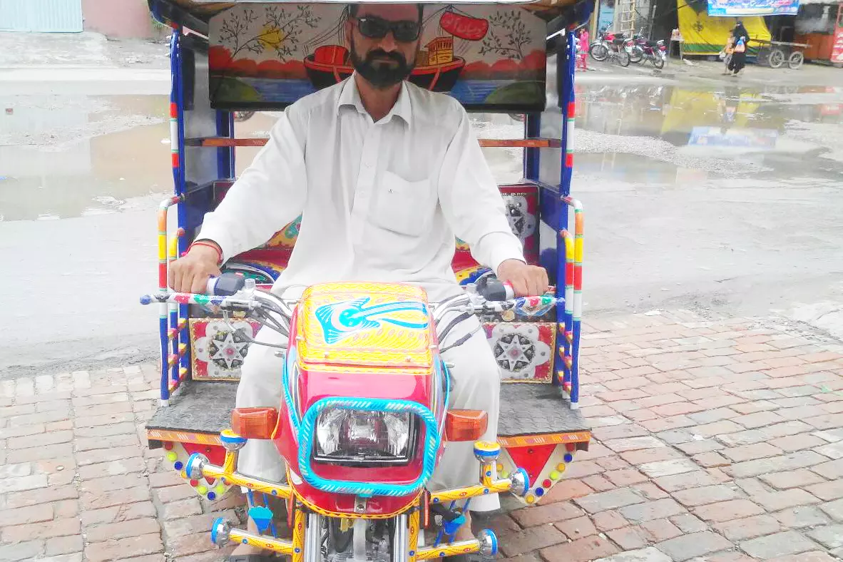 Man in Rickshaw in Lahore