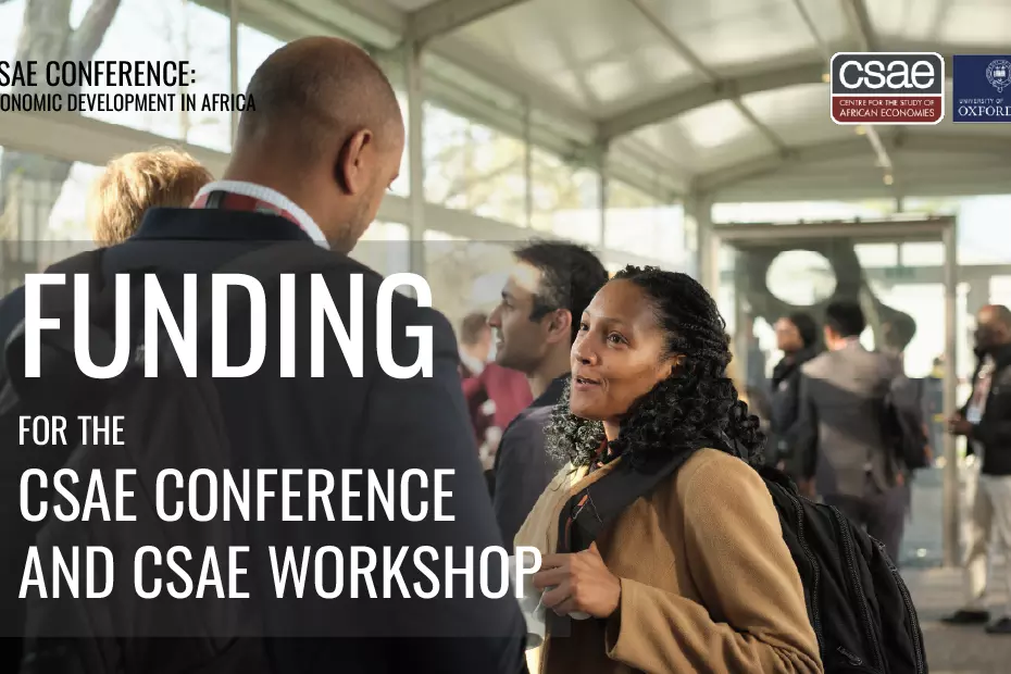 Graphic for funding video includes photograph of previous funded conference participants socialising